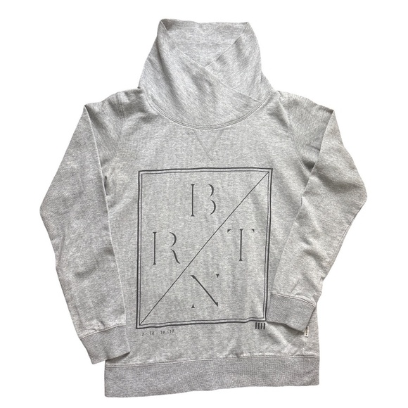 Burton Tops - Burton Logo Mock Neck Snowboard Pullover Sweatshirt - Small   gray